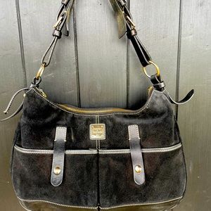 Dooney & Bourke black suede and leather shoulder bag